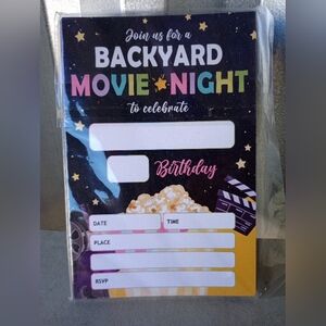 Backyard movie night invite cards